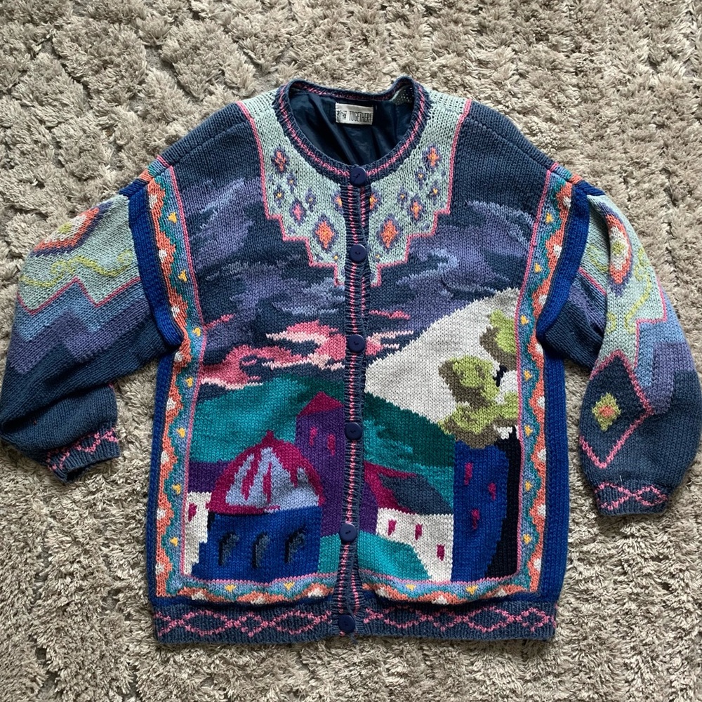 VINTAGE 90s COUNTRYSIDE CARDIGAN🏡🌄🏠